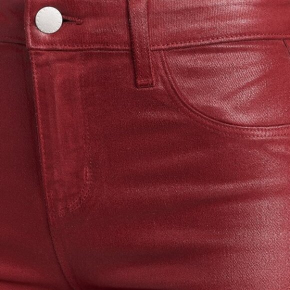 L'AGENCE 'Ruth' Coated High-Rise Straight-Leg Jeans, Dark Bordeaux - Picture 4 of 4